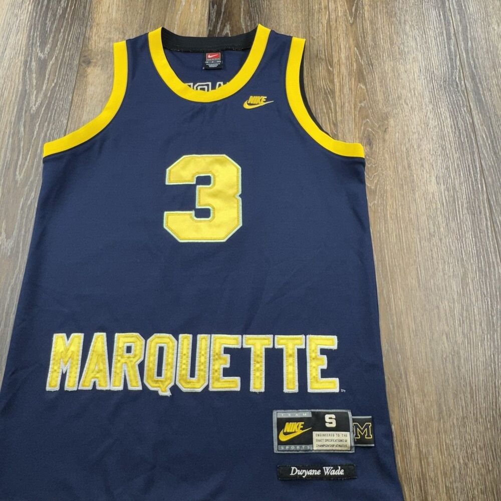 Marquette Dwyane Wade Jersey Mens S Blue Nike Team Sports NCAA Player Swoosh